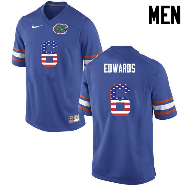 Men Florida Gators #6 Brian Edwards College Football USA Flag Fashion Jerseys-Blue